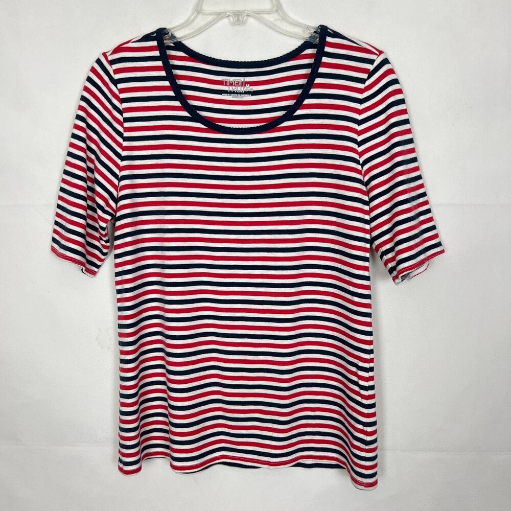 Time And Tru T-Shirt Womens Medium Cotton Modal Stretch 4th of July Patriotic